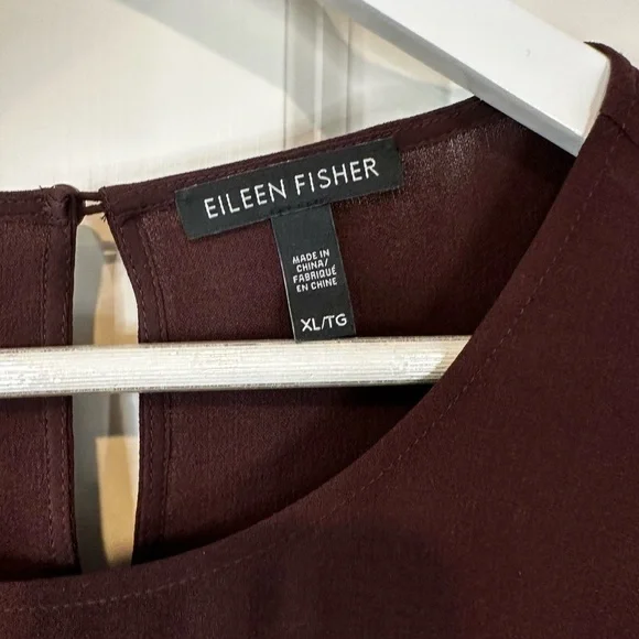Eileen Fisher Rich Burgundy silk Blouse - Picture 4 of 7